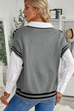 Load image into Gallery viewer, Striped Trim V-Neck Sweater Vest (multiple color options)
