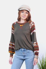 Load image into Gallery viewer, Geometric Round Neck Long Sleeve Top
