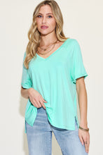 Load image into Gallery viewer, Bamboo Slit V-Neck Short Sleeve T-Shirt (multiple color options)
