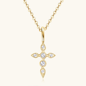 925 Sterling Silver Moissanite Cross Pendant Necklace (gold or silver)