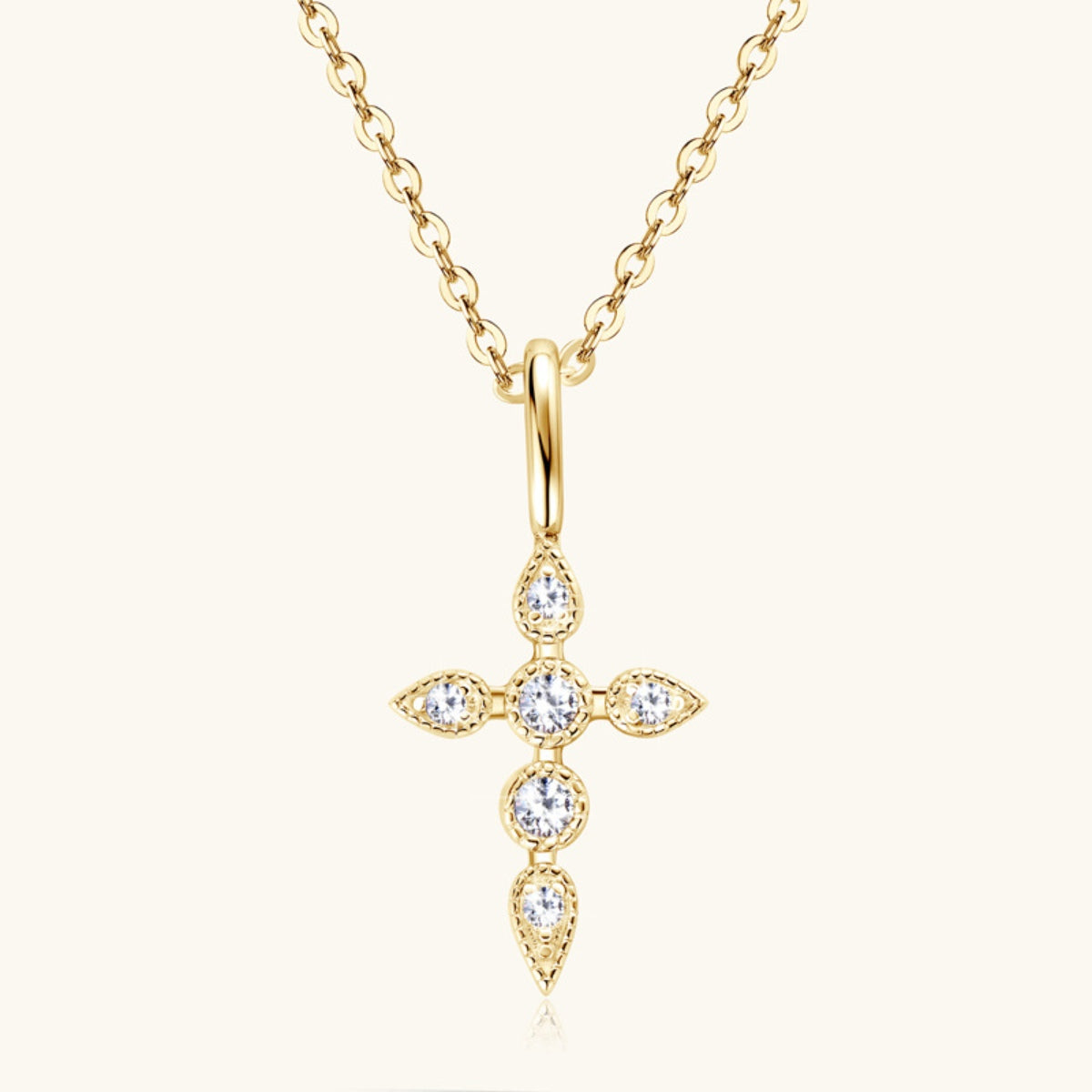 925 Sterling Silver Moissanite Cross Pendant Necklace (gold or silver)