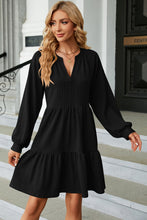 Load image into Gallery viewer, Ruched Notched Long Sleeve Mini Dress (multiple color options)
