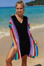 Load image into Gallery viewer, Openwork Striped Slit Knit Cover Up (multiple color options)
