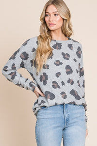 Leopard Drop Shoulder Top