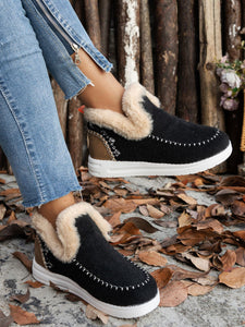 Furry Suede Round Toe Flat Sneakers (multiple color options)