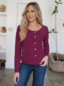 Button Up Round Neck Long Sleeve Cardigan (multiple color options)