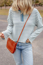 Load image into Gallery viewer, Striped Round Neck Dropped Shoulder Long Sleeve Top
