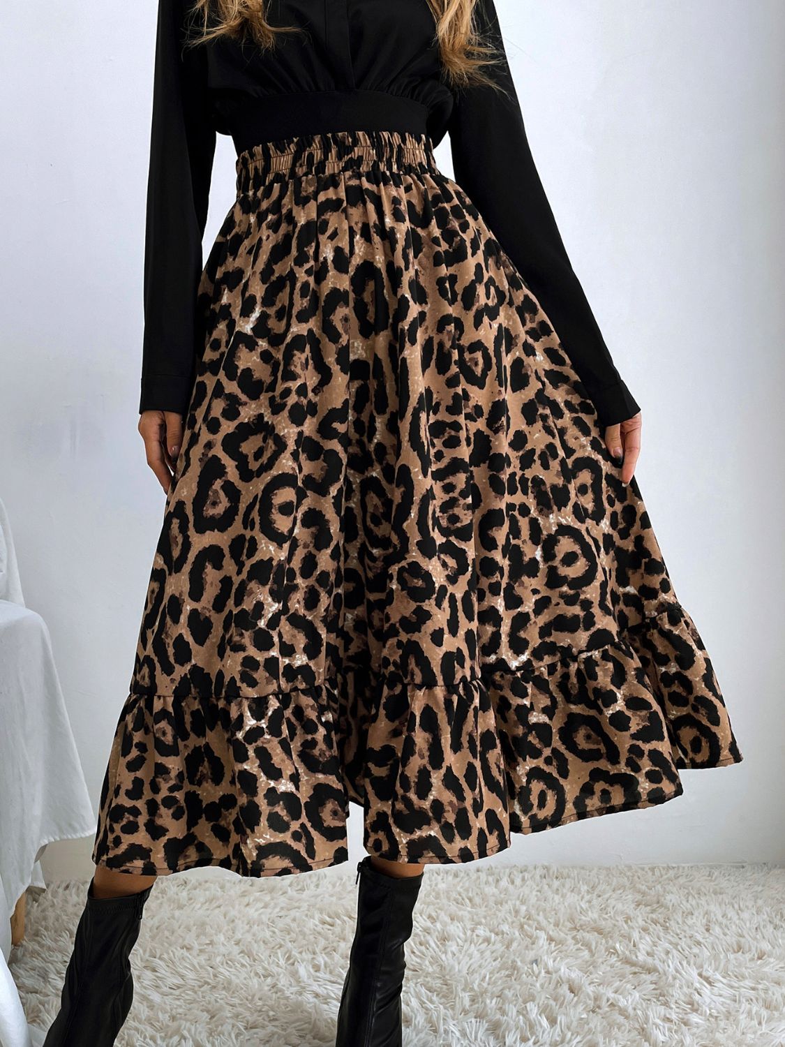 Printed Elastic Waist Midi Skirt (multiple color/print options)