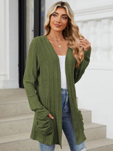 Load image into Gallery viewer, Pocketed Open Front Long Sleeve Cardigan (multiple color options)
