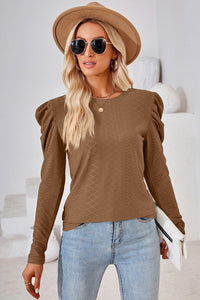 Round Neck Puff Sleeve Top (multiple color options)