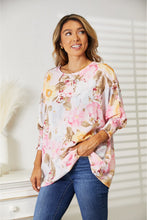 Load image into Gallery viewer, Rosey Romance Floral Round Neck Three-Quarter Sleeve Top
