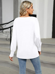 V-Neck Lantern Sleeve Top (multiple color options)