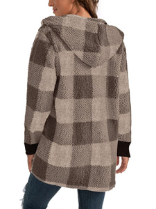 Plaid Long Sleeve Hooded Coat (multiple color options)