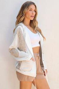 Drawstring Color Block Long Sleeve Jacket (multiple color options)