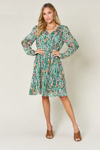 Load image into Gallery viewer, Printed Drawstring Waist Long Sleeve Dress (2 color options)
