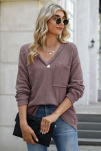 Load image into Gallery viewer, Exposed Seam V-Neck Long Sleeve Top (multiple color options)
