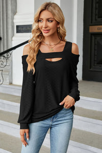 Cold Shoulder Square Neck Cutout Blouse (multiple color options)