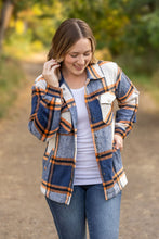 Load image into Gallery viewer, Norah Plaid Shacket - Navy and Orange
