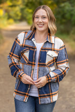 Load image into Gallery viewer, Norah Plaid Shacket - Navy and Orange
