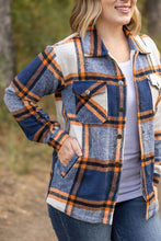 Load image into Gallery viewer, Norah Plaid Shacket - Navy and Orange
