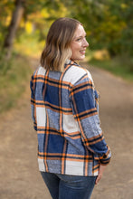 Load image into Gallery viewer, Norah Plaid Shacket - Navy and Orange
