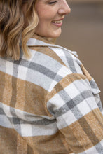 Load image into Gallery viewer, Norah Plaid Shacket - Camel and Grey
