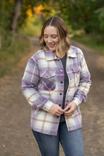 Load image into Gallery viewer, Norah Plaid Shacket - Purple and Gold
