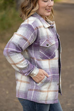 Load image into Gallery viewer, Norah Plaid Shacket - Purple and Gold
