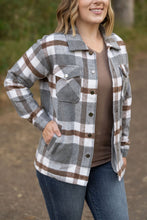 Load image into Gallery viewer, plaid grey and tan womens shacket
