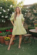 Load image into Gallery viewer, Lime Blossom Jacquard Mini Dress
