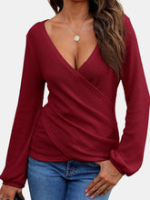 Load image into Gallery viewer, Waffle Knit Surplice Long Sleeve Top (multiple color options)
