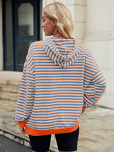 Load image into Gallery viewer, Drawstring Contrast Striped Long Sleeve Hoodie (multiple color options)
