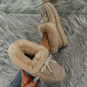 Thermal Fuzzy Tied Round Toe Booties  (multiple color options)