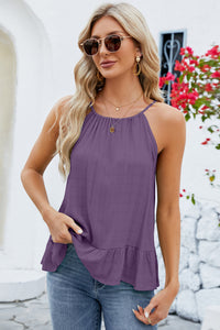 Tied Ruffled Round Neck Cami (multiple color options)