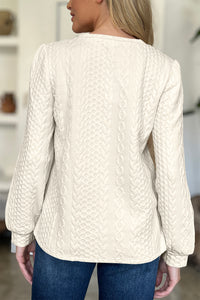 Textured Round Neck Long Sleeve Top (multiple color options)