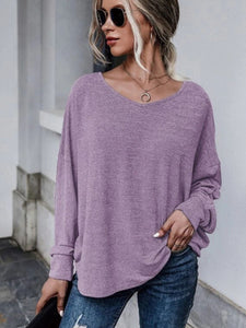 Double Tie Drop Shoulder Long Sleeve Top (multiple color options)