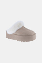 Load image into Gallery viewer, Thick Bottom Fur Trim Snow Slippers in Taupe
