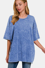 Load image into Gallery viewer, Washed Round Neck Drop Shoulder Oversized T-Shirt in Blue
