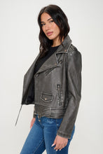 Load image into Gallery viewer, Zip Up Biker Jacket with Belt
