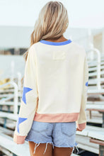 Load image into Gallery viewer, Star Contrast Round Neck Long Sleeve Sweatshirt
