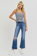 Load image into Gallery viewer, RISEN Distressed High Rise Crop Flare Jeans
