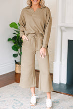 Load image into Gallery viewer, Textured Collared Neck Top and Wide Leg Pants Set (multiple color options)
