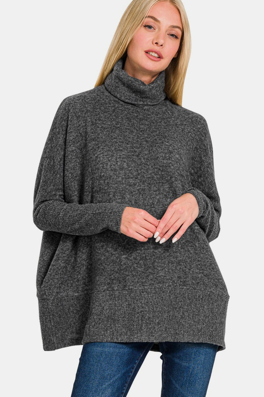 Brushed Melange Hacci Turtleneck Sweater