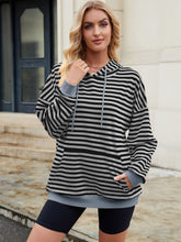 Load image into Gallery viewer, Drawstring Contrast Striped Long Sleeve Hoodie (multiple color options)
