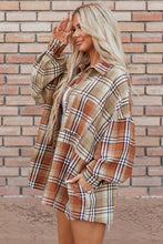 Load image into Gallery viewer, Plaid Snap Down Dropped Shoulder Shacket
