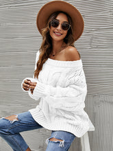 Load image into Gallery viewer, Cable Knit Openwork Off-Shoulder Sweater (multiple color options)
