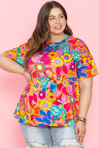Printed Round Neck Short Sleeve Top