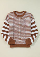 Load image into Gallery viewer, Striped Round Neck Dropped Shoulder Sweater (multiple color options)
