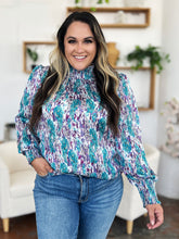 Load image into Gallery viewer, Printed Smocked Long Sleeve Blouse
