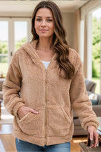 Load image into Gallery viewer, Zip Up Long Sleeve Fuzzy Hooded Outerwear (multiple color options)
